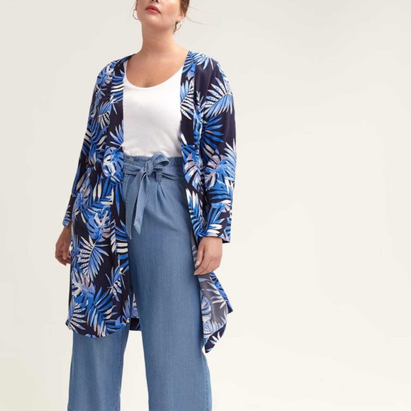 Penningtons Tops - Love & Legend Tropical Print Belted Kimono Cardigan